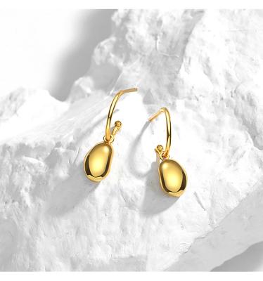 China Romantic U-Hook Ear Hooks Shape Jewelry Ins Gold Circle Earrings With Dangle Irregularity Bean Charm For Women for sale