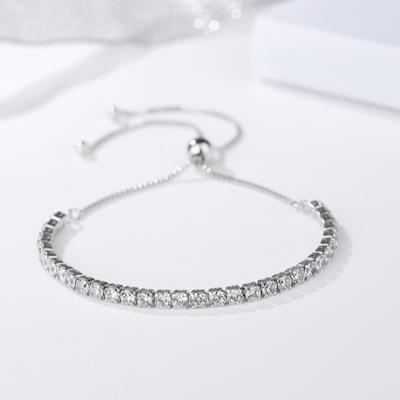 China New Arrival CLASSIC Adjustable Tennis Bracelet S925 Zircon Glitter Bracelet For Women Girls for sale