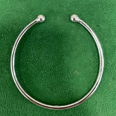 China Ball Customized Simple Silver Bangle 925 Sterling Silver Open Bangle Bracelet For Women for sale