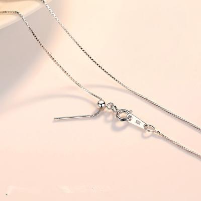 China CLASSIC Factory 925 Sterling Silver Box Chain Necklace with Needle Pin and Adjustable Slide Bead for Jewelry Making for sale