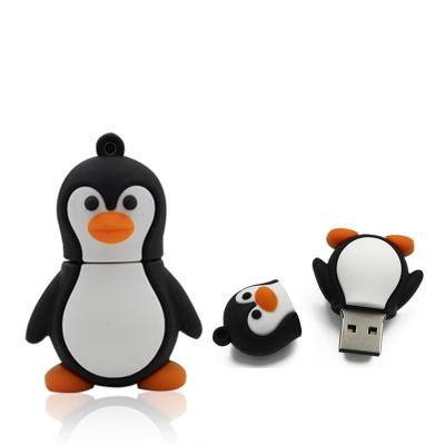 China USB Red Leather Cartoon Character Pen Drive 2.0 PVC USB Penguin Animal Animal Form USB Drive Flash Cartoon for sale