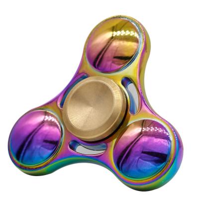 China Tri Spinner Metal Rainbow Playmat Carbon Fiber Art Plug Pro Metal Wind High Speed ​​Colorful Bead 3d Rings Hand Shaker Spinner for sale