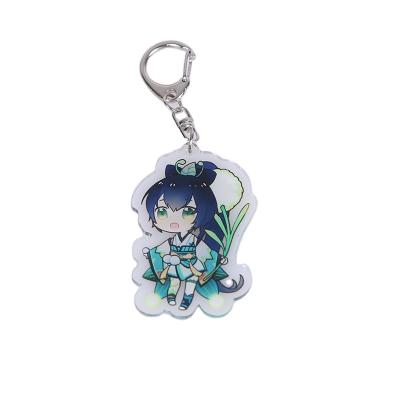 China Promotion Gift High Quality Clear Custom Printed Keychains Acrylic Key Ring For Anime for sale