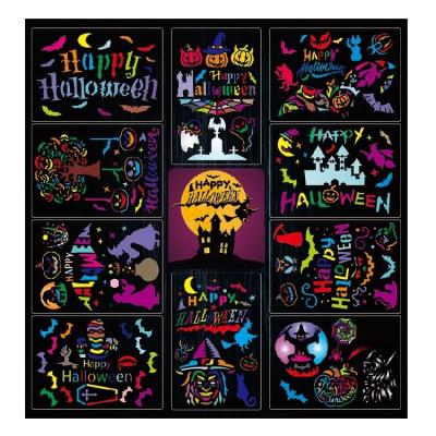 China 10Pcs HAPPY Cavity HALLOWEEN Stencils DIY Stencil Template Reusable Decorative Painting Set for sale