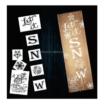 China Letter Drawing Drawing Stencil Set Hollow Snow Stencils Reusable Painting Template For Home Decorate for sale