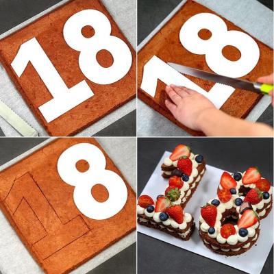 China Reusable Drawing Set Template Number Birthday Cake Letter Cake Drawing Stencil for sale