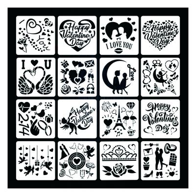 China Happy Valntine Drawing Day Stencils Reusable Hollow Laser Stencil For Template DIY Fabric Painting Stencils for sale