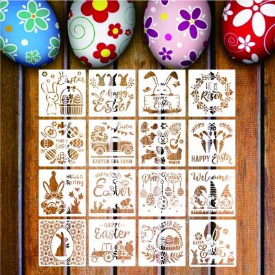 China Plastic Egg Rabbit Custom Template Laser PET Happy Easter Festival Painting Drawing Stencil for sale