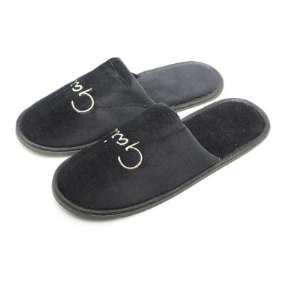 China Disposable Hotel Terry Slippers Eco - Friendly Hotel Terry Cloth Velvet With Eva Sole for sale