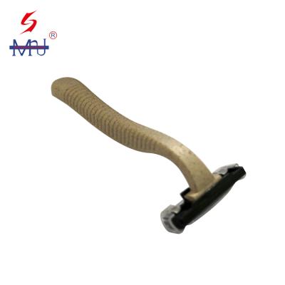 China Plastic Wheat Straw Hotel Disposable Shaving Triple Blade Razor for sale