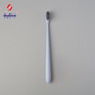 China Eco Friendly Customized Biodegradable Plastic Wheat Straw Toothbrush With Paper Box for sale