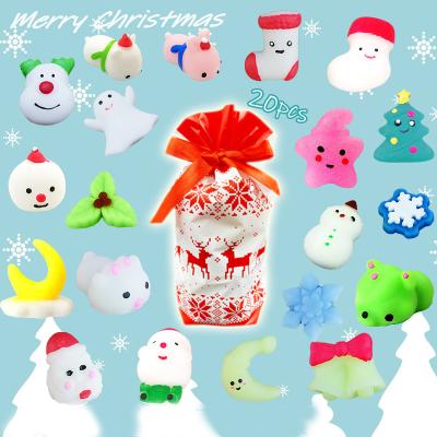 China Relieve Stress Christmas Slow Rising Santa Squishy Antistress Ball Squeeze Soft Sticky Ball Mochi Cute Toys With Surprise Gift Bag for sale