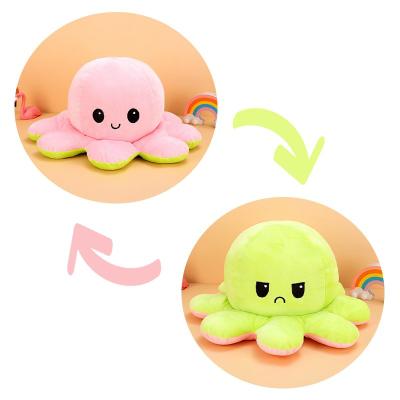 China 2022 New Amazon Reversible and Double Side Hot Selling Color Style Octopus Plush Toys Flip Reversible Plushie Octopus Stuffed Double Sided Animal Mood Toy for sale