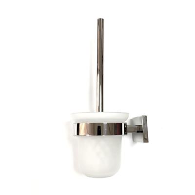 China Best Selling Modern Frosted Glass Bathroom Accessories Stainless Steel Toilet Brush Holder for sale