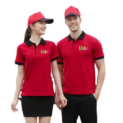 China Custom Anti-wrinkle Embroidery Logo Polo Shirt Short Sleeve 3D Printing Hotel Workwear Restaurant and Bar Uniforms for sale