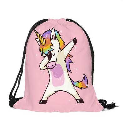 China Non-woven Cartoon Beach Travel Backpack Unicorn Shoes Bag Sport Storage Pocket Waterproof Multicolor Portable Dust Bags Drawstring for sale