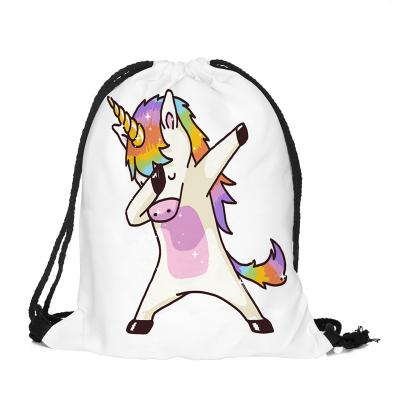 China Cartoon Unicorn Shoes Bag Sport Storage Pocket Drawstring Dust Bags Waterproof Multicolor Non-wovenTravel Portable Backpack for sale