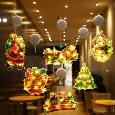 China Beautiful Colorful Christmas window sticker hanging window shop LED suction cup small color light for sale