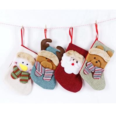 China Beautiful Colorful Creative 3d Christmas Tree Decoration Santa Stockings For Kids Gift Bag Stocking Decor Ornaments Hanging Stocking Children Gif for sale