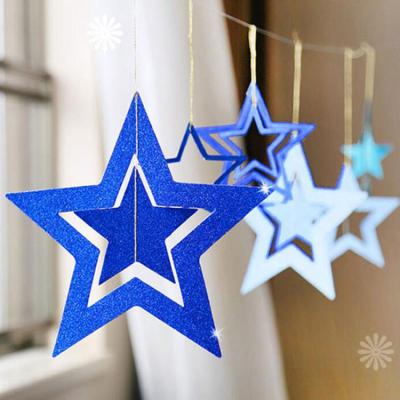 China Beautiful Colorful 7 pack hollow star charm New Year Christmas wedding birthday party decoration pentagram charm for sale