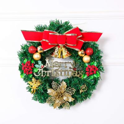 China Beautiful Garland Hanging Christmas 40cm Artificial Christmas Wreath Gold Colorful Red Butterfly Decorations Planted With Wreath Christmas for sale