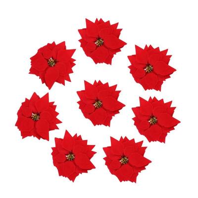 China Wholesale 20cm Beautiful Colorful Christmas Flower Red Gold Silver Poinsettia Christmas Tree Decoration for sale