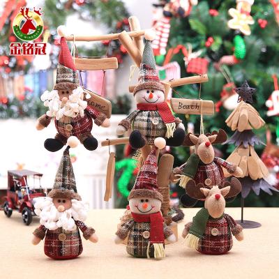 China Lovely Christmas Tree Ornament Cartoon Doll Tartan Snowflake Christmas Tree Doll Colorful Hanging Ornament Children's Gifts for sale