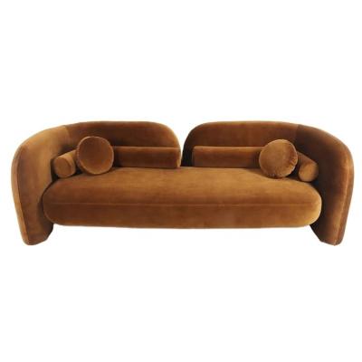 China Other High End Modern Living Room Loveseat Luxury 2 Seat Sofa in Caramel Velvet. for sale