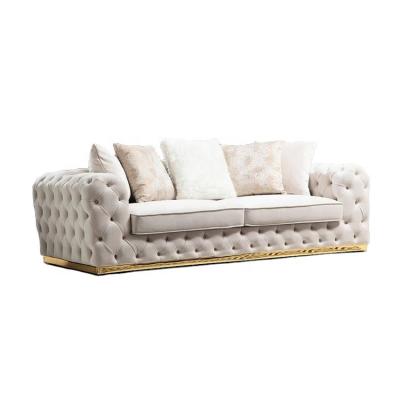 China High Quality Modern Chesterfield Adorned Sofa Luxury Lounge Velvet Adorned 3 Seat Sofa. for sale