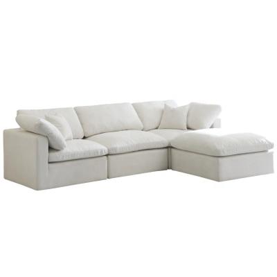 China Hot Selling Modular Plush Cloud 4 Seat Modular Sectional Sofa In White Linen CSF-22015-4 for sale