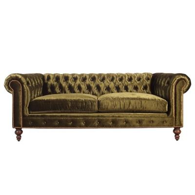 China Modern high quality modern 5 star hotel velvet tufted 3 seat sofa. for sale