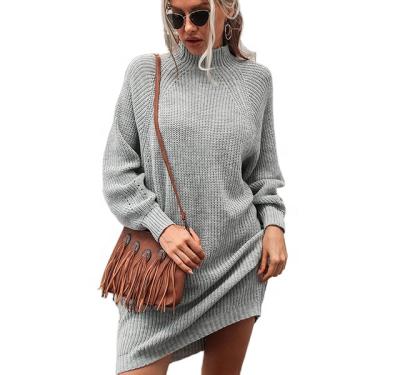 China 2022 QUICK DRY Autumn And Winter American Hot Sales Knit Half Turtle Neck Women's Raglan Sleeve Sweater Mid Length Sweater for sale