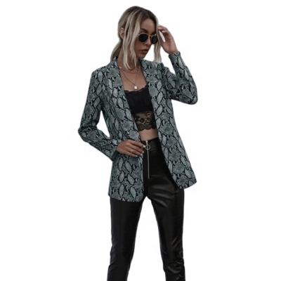 China 2020 new Autumn Product Women Coat Elegant Anti-wrinkle shawl collar snakeskin print blazers ladies women for sale