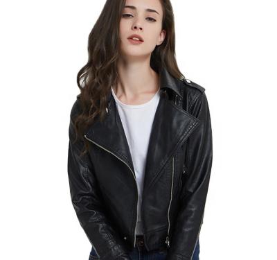 China Factory New Soild Leather Waterproof High Quality Custom Made Women's Long Sleeve Pu Leather Jackets Long Sleeve Jackets for sale