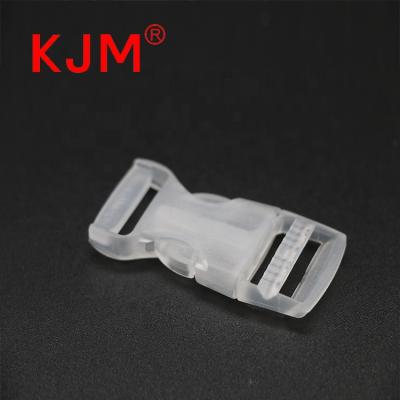 China KJM OEM ODM 20mm Strong White Side Release Plastic Transparent Clear Buckle For Backpack for sale