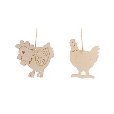 China Eco-Friendly Easter Crafts Ornament Easter Wooden Craft Toys Wooden Tags Hanging Ornaments For Easter Party Decorations for sale