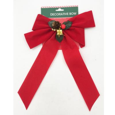 China New Christmas List Decoration Durable High Quality Red Velvet Ribbon Christmas Decorative Bow for sale