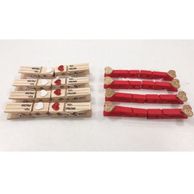 China Natural Material Wood Craft Pegs Paper Photo Hanging Wood Clips String Colorful Heart Shape Wooden Clothespins for sale