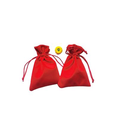 China Recyclable High Quality Customized Promotional Cotton Flannel Jewelry Bag Red Flannel Drawstring Bags for sale