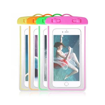 China 2019 Hot Selling Colorful Waterproof Sandproof / Dustproof LED Light PVC Waterproof Bag For Mobile Phone for sale