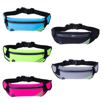 China Water Proof Belt Waist Running Bag With Reflective Water Bottles Best Fitness Gear Waist Pack Phone Holder For Running Hiking,Cycling for sale