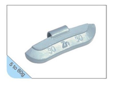 China 5 Grammes - 60 Grammes Alloy Wheel Balancing Weights Zinc For Motorcycle / Car for sale