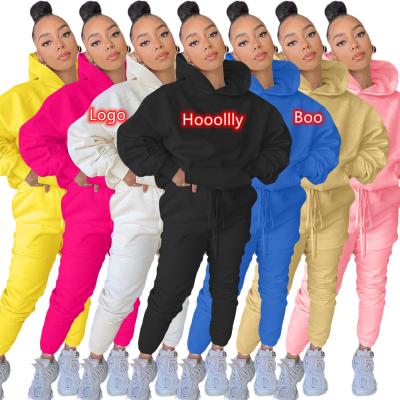 China Anti-Wrinkle Customized Joggers Pants Two Piece Sweatshirt Hoodies Winter Custom Logo Cotton Tracksuit Set Sweatpants And Hoodie Set for sale