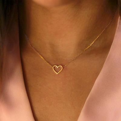 China Environmental Friendly Delicacy Tiny Stainless Steel 14k Gold Filled Cross Heart Necklace Charm Chain Choker Necklace Women Pendant Jewelry for sale