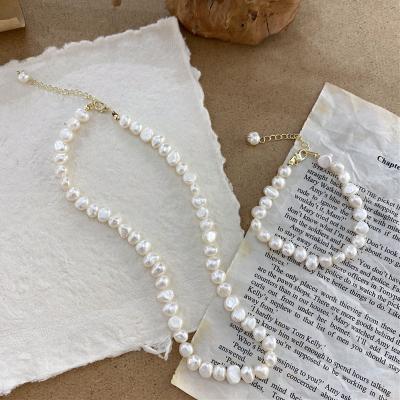 China Will Not Fade Trendy Choker Necklace For Women Fashion Jewelry Mother Gift Simple Irregular Pearl Necklaces Natural Freshwater Gold Plated for sale