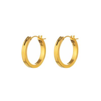 China Wholesale Thick Gold Plated Environmental Friendly 18K Hoop Earrings Stainless Steel Hypoallergenic Jewelry Statement Earrings Tarnish Free for sale