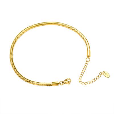 China Color Will Last A Long Time Without Tarnish Wholesale Fashion Feet Jewelry 18k Gold Plated Stainless Steel Snake Chain Anklets Women for sale