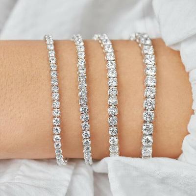 China Hiphop Mens Womens 14K White Gold 1 Row Iced Out Cut Out Tennis Bracelets Hip Hop Lab Diamond, Link Chain Bracelet for sale