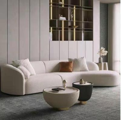 China New Sofa Villa Living Room Modern Luxury Durable Leather Single Curved Sectional Sofa for sale