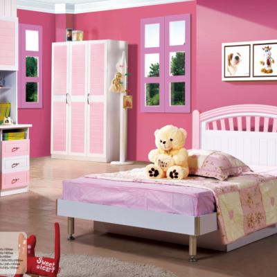 China Modern Kids Bedroom Furniture Single Bed Set Cherry Wood Lovely Modern White And Purple Modern Carton 1set T/T for sale